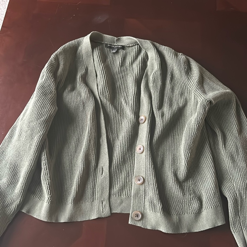 Woman’s Banana Republic sage green cardigan